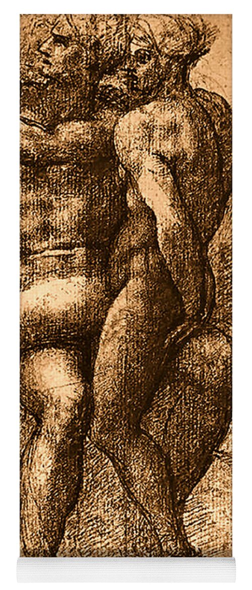 Nude Study Number One Yoga Mat featuring the painting Nude Study Number One by Michelangelo Buonarroti