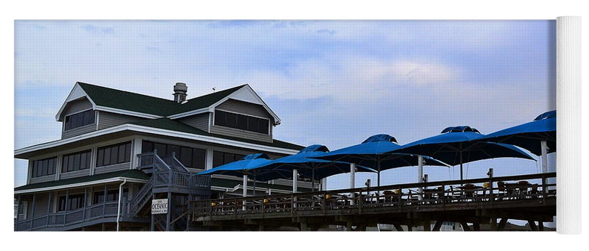 Oceanic Pier Yoga Mat featuring the photograph Ocean Pier and Restaurant by Amy Lucid