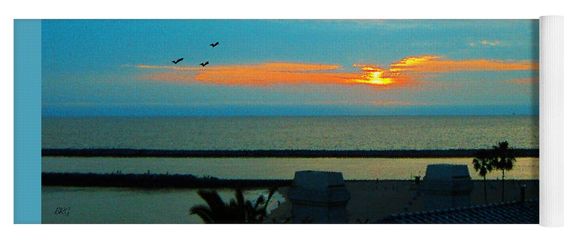 Sunset Yoga Mat featuring the photograph Ocean Sunset With Birds by Ben and Raisa Gertsberg