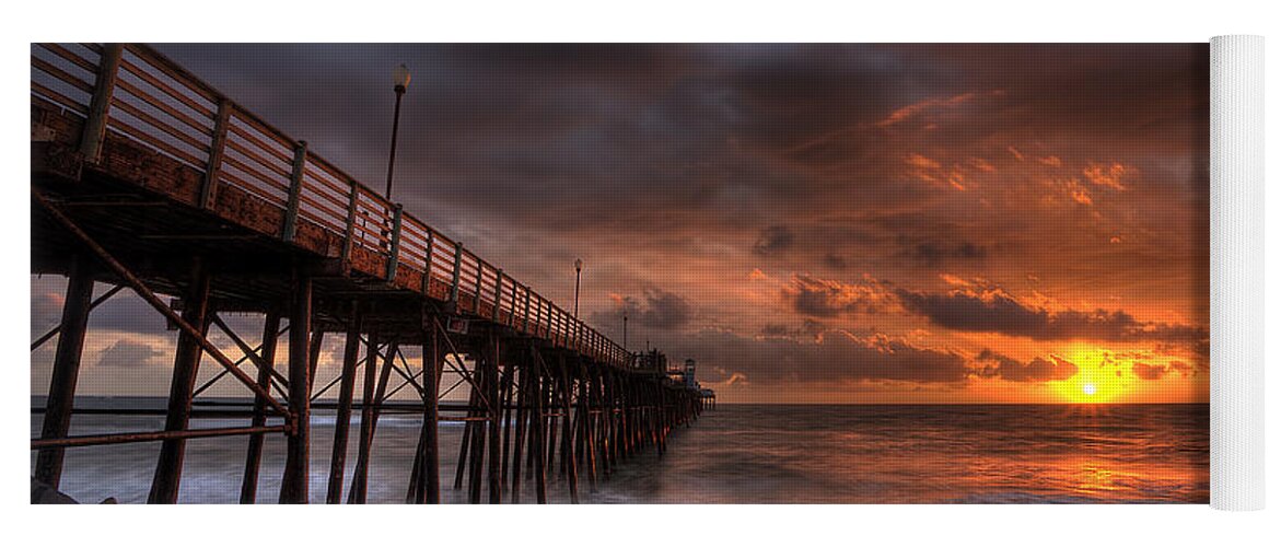 Sunset Yoga Mat featuring the photograph Oceanside Pier Perfect Sunset by Peter Tellone