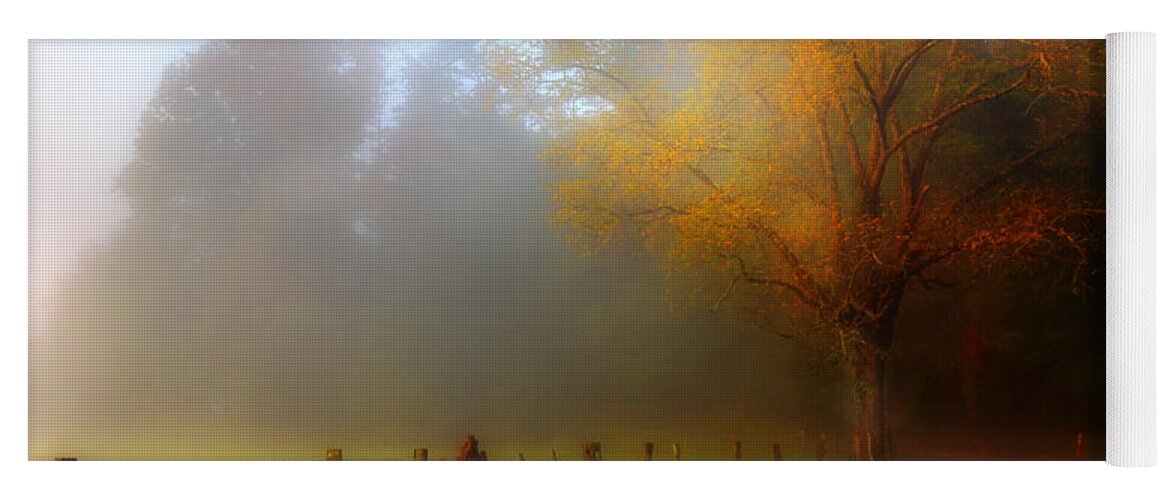 Cades Cove Yoga Mat featuring the photograph October And Fog by Michael Eingle