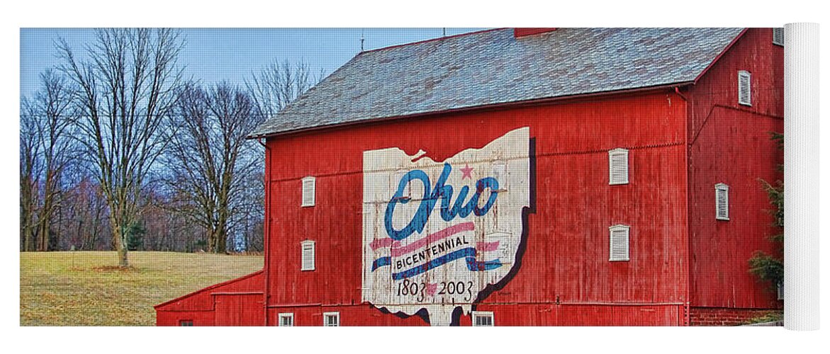 Red Barn Yoga Mat featuring the photograph Ohio Bicentennial Barn by Jack Schultz