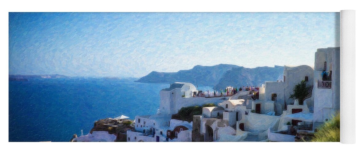 Landscape Yoga Mat featuring the painting Oia Santorini Grk4332 by Dean Wittle