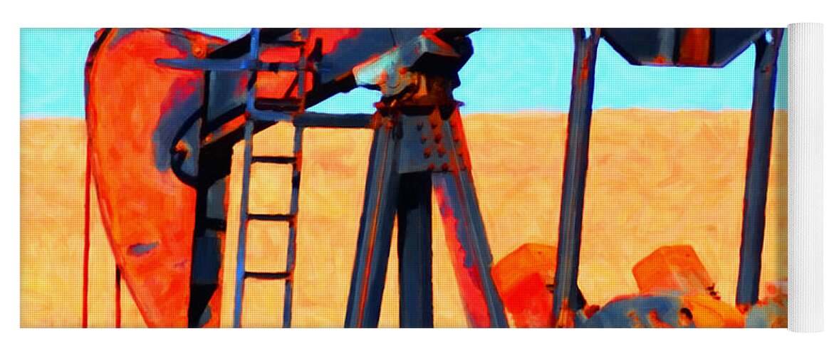 Houston Yoga Mat featuring the photograph Oil Pump - Painterly by Wingsdomain Art and Photography