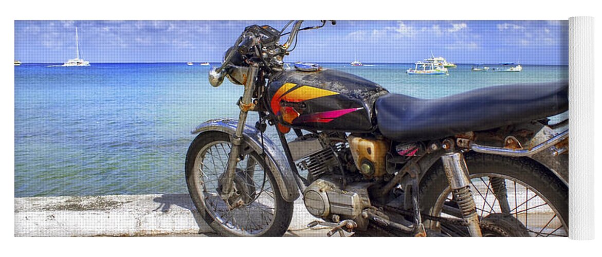 Motorcycle Yoga Mat featuring the photograph Ol' Rusty in the Caribbean by Jason Politte