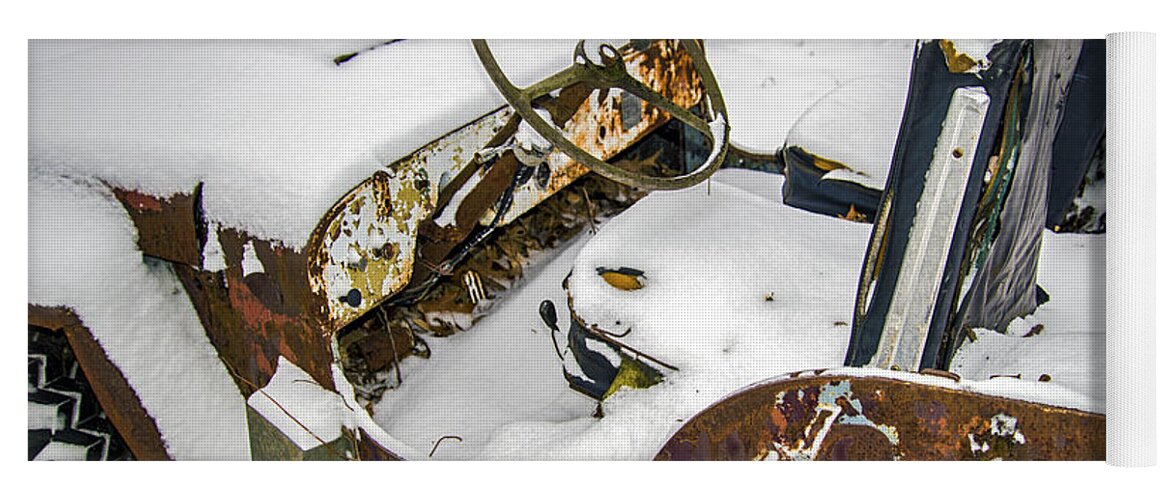 2d Yoga Mat featuring the photograph Old Jeep - New Snow by Brian Wallace