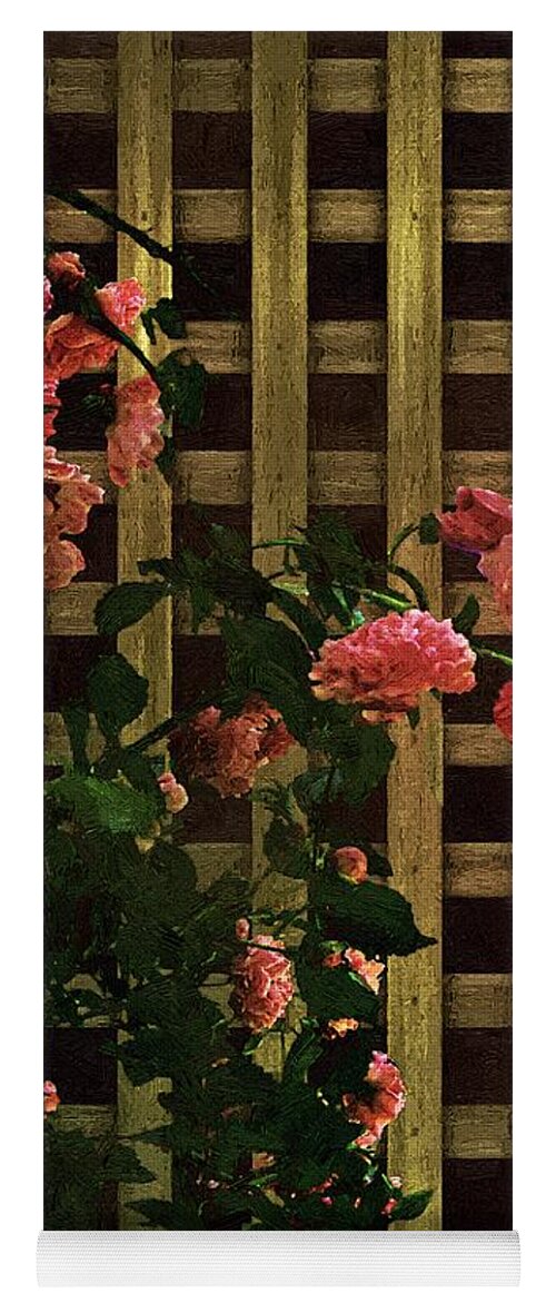 Lattice Yoga Mat featuring the painting Old Roses, Old Wood by RC DeWinter
