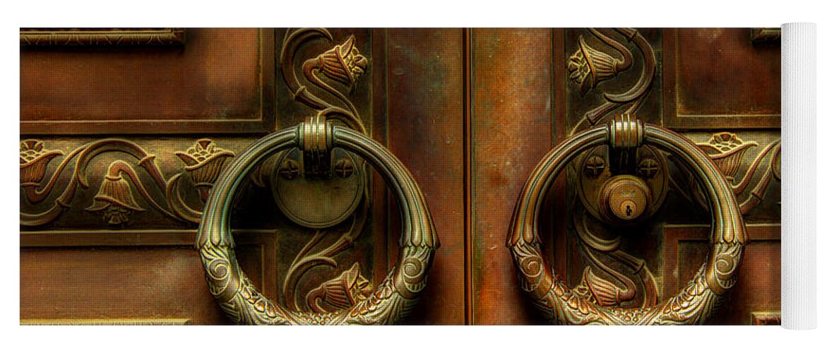 Steel Door Yoga Mat featuring the photograph Old Steel Door by Michael Eingle