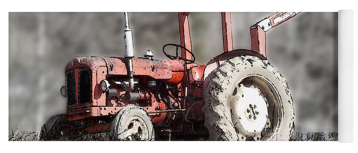 Old Yoga Mat featuring the photograph Old Tractor by Brainwave Pictures