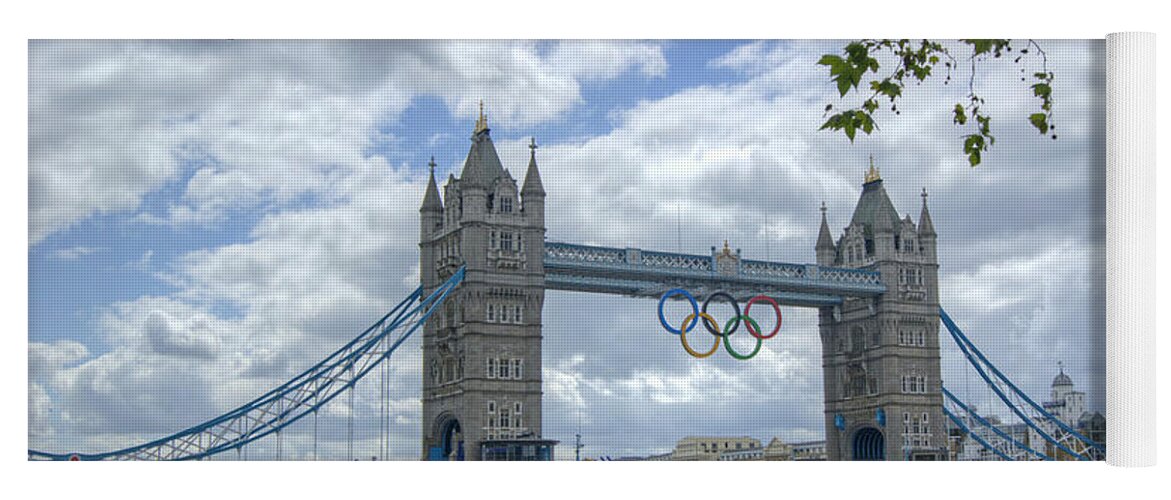 Olympic Yoga Mat featuring the photograph Olympic Rings on Tower Bridge by David Birchall
