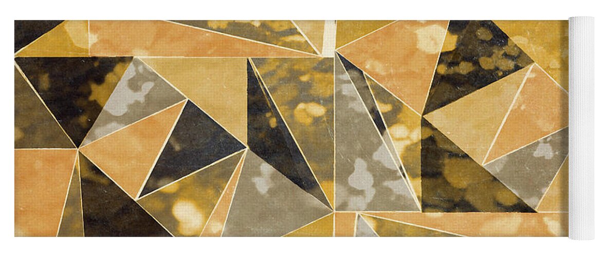 Omg Yoga Mat featuring the digital art Omg Gold Triangles I by South Social Studio