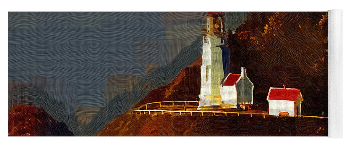 Lighthouse Yoga Mat featuring the painting On The Bluff by Kirt Tisdale