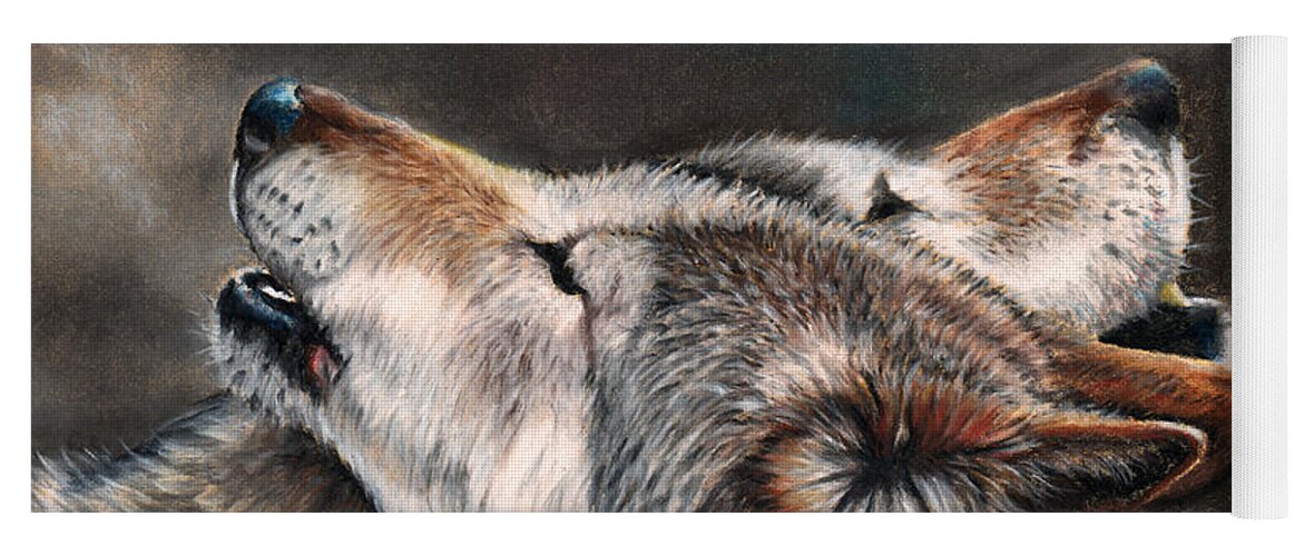 Wolf Yoga Mat featuring the painting One Last Song by Peter Williams