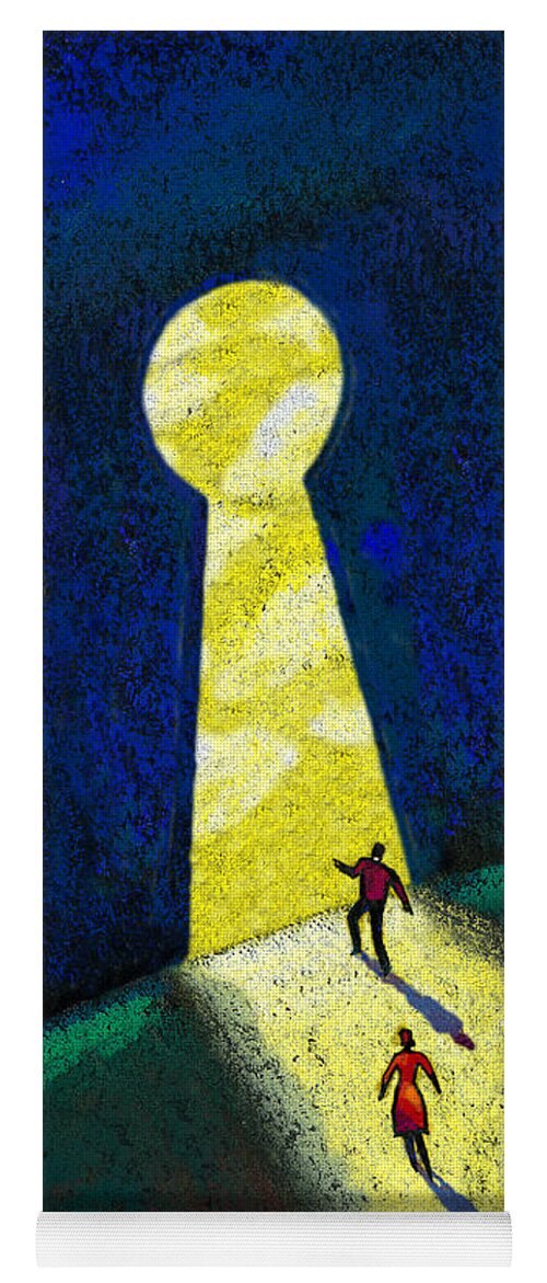 Open Opportunity Optimism Optimist Outline People Persistence Person Picture Pleasing Pleasure Pointing Portal Possibility Potential Prevailing Pursuing Rejoicing Resolution Result Satisfaction Silhouette Solution Succeed Success Successful Team Teamwork Thing Three Trailing Triumphing Upper-hand Vertical Victory Coronavirus Yoga Mat featuring the painting Optimism by Leon Zernitsky