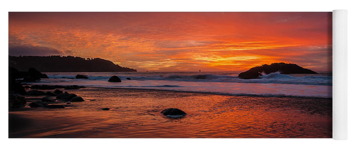 Seascape Yoga Mat featuring the photograph Orange Glow by Linda Villers