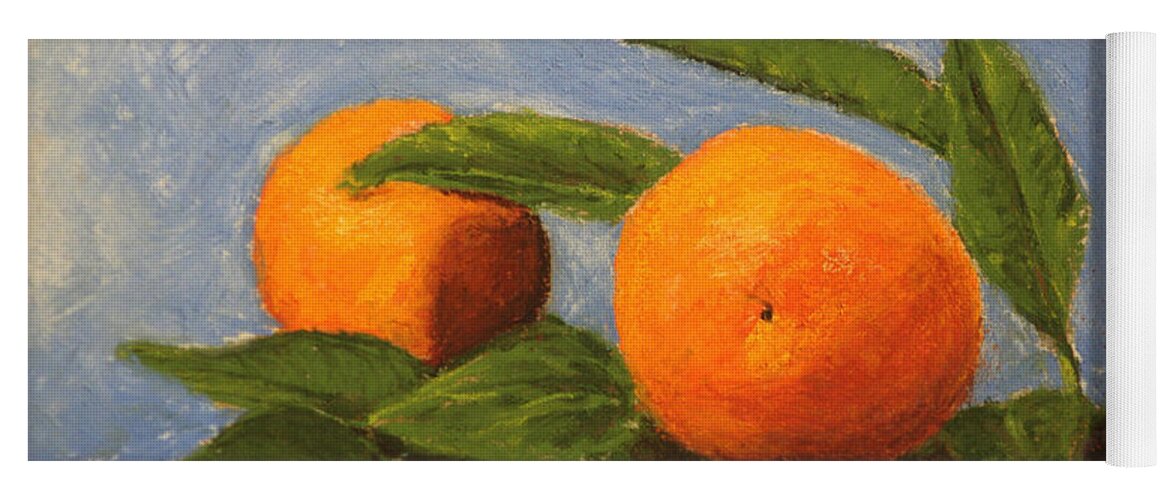 Oranges Yoga Mat featuring the pastel Oranges by Marna Edwards Flavell