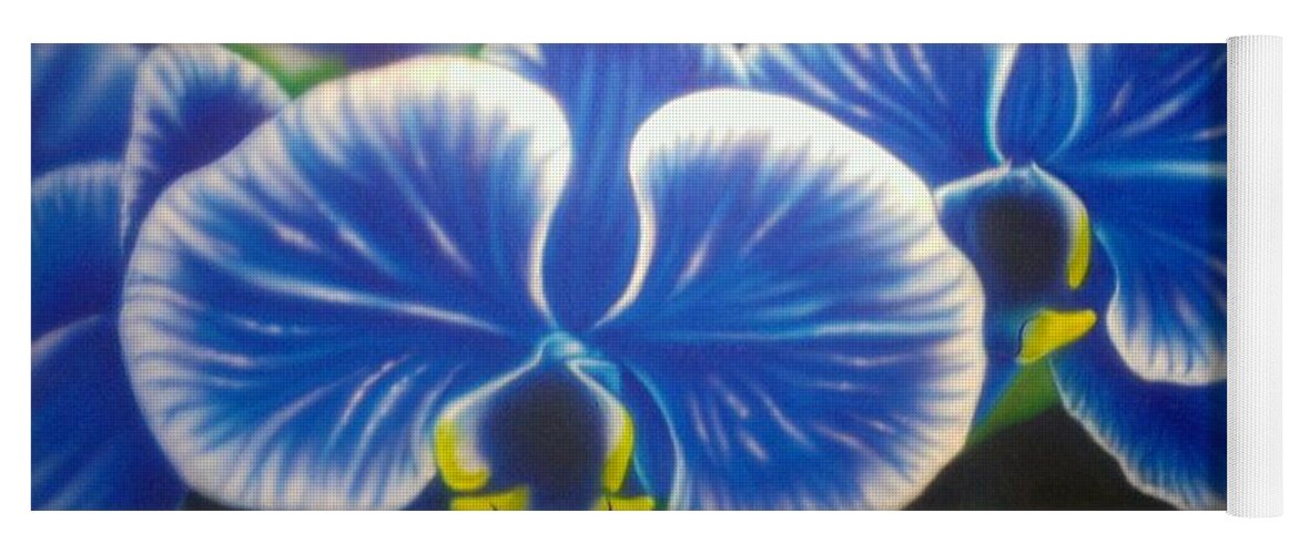 Orchid Yoga Mat featuring the painting Orchid-Strated Blues by Darren Robinson
