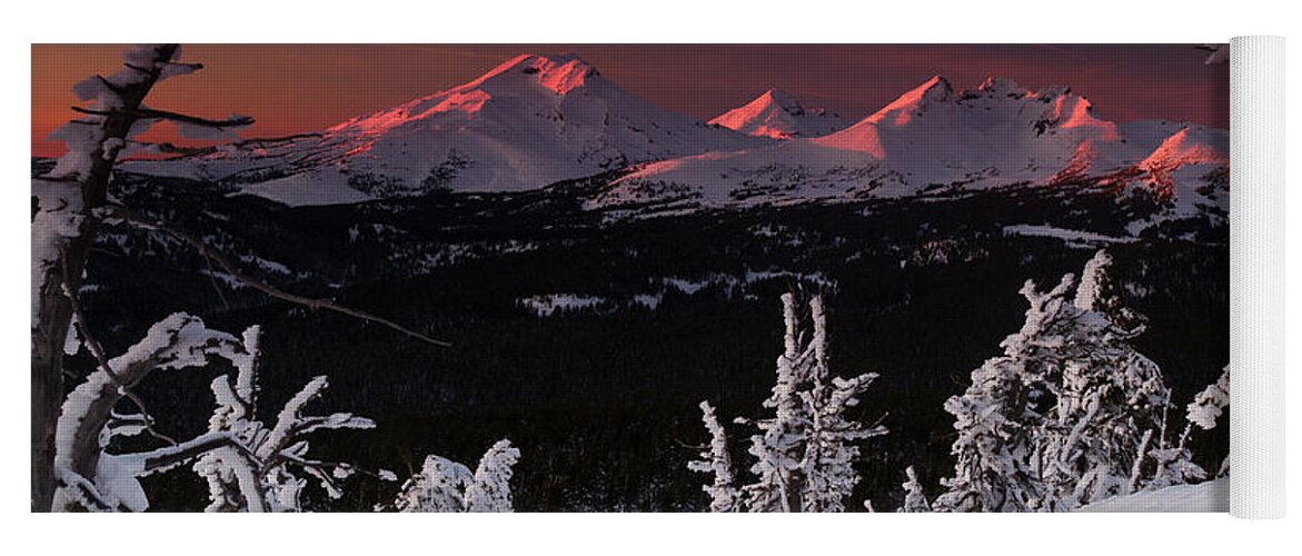 Cascade Sunset Yoga Mat featuring the photograph Oregon Cascades Winter Sunset by Kevin Desrosiers