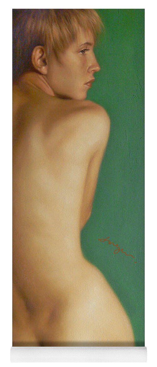 Original Oil Painting Art Yoga Mat featuring the painting Original Classic Oil Painting Man Body Art-the Young Male Nude#16-2-1-07 by Hongtao Huang