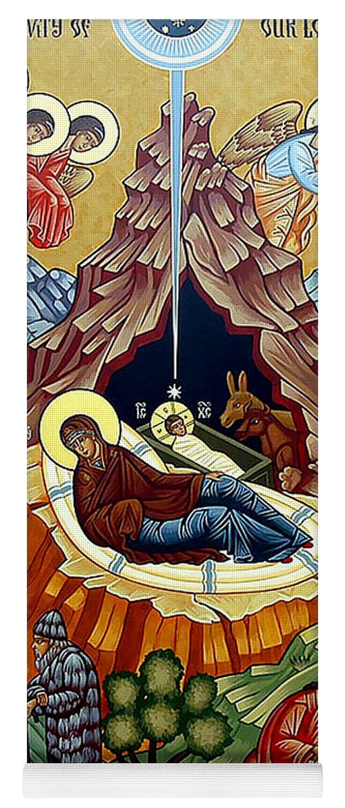 Orthodox Yoga Mat featuring the painting Orthodox Nativity of Christ by Munir Alawi