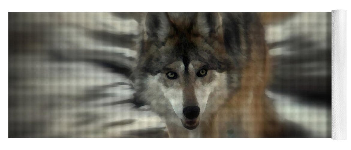 Wolf Yoga Mat featuring the photograph Out of Nowhere 2 by Ernest Echols