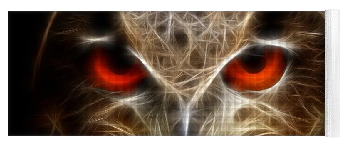Owl Yoga Mat featuring the digital art Owl - fractal artwork by Lilia D