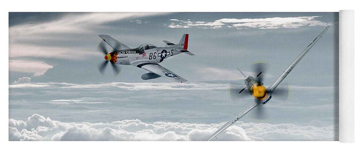P51 Mustang Yoga Mat featuring the digital art P51 Mustang - Old Crow by Airpower Art