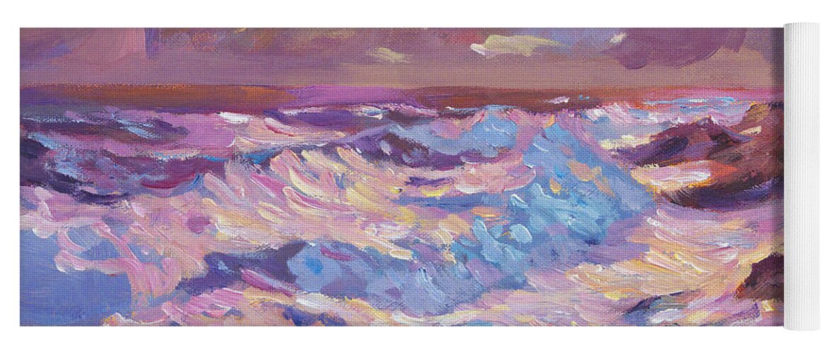 Seascape Yoga Mat featuring the painting Pacific Shores Sunset by David Lloyd Glover