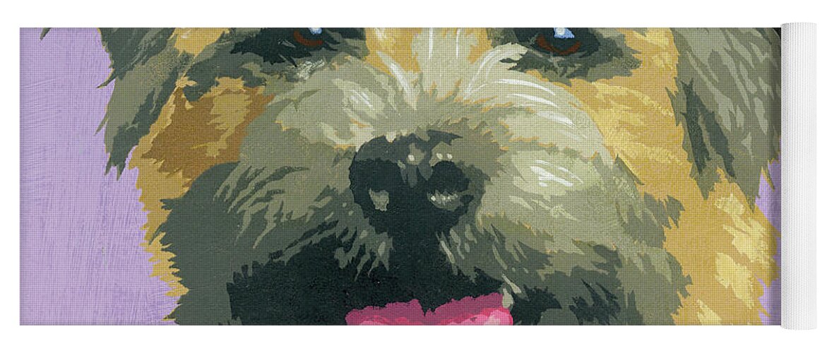Animal Yoga Mat featuring the painting Painting Of Border Terrier Dog by Ikon Ikon Images