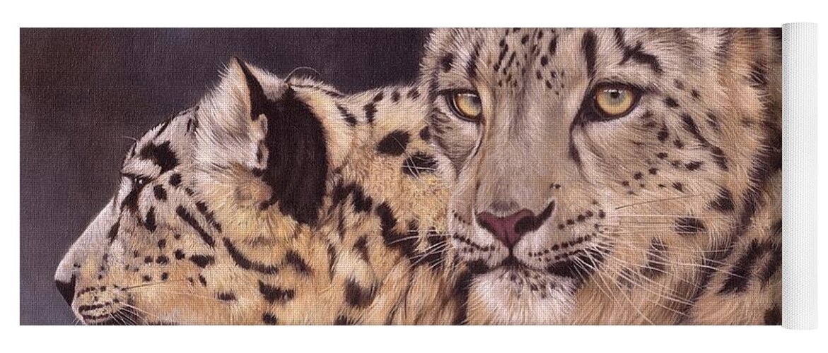 Snow Leopard Yoga Mat featuring the painting Pair of Snow Leopards by David Stribbling