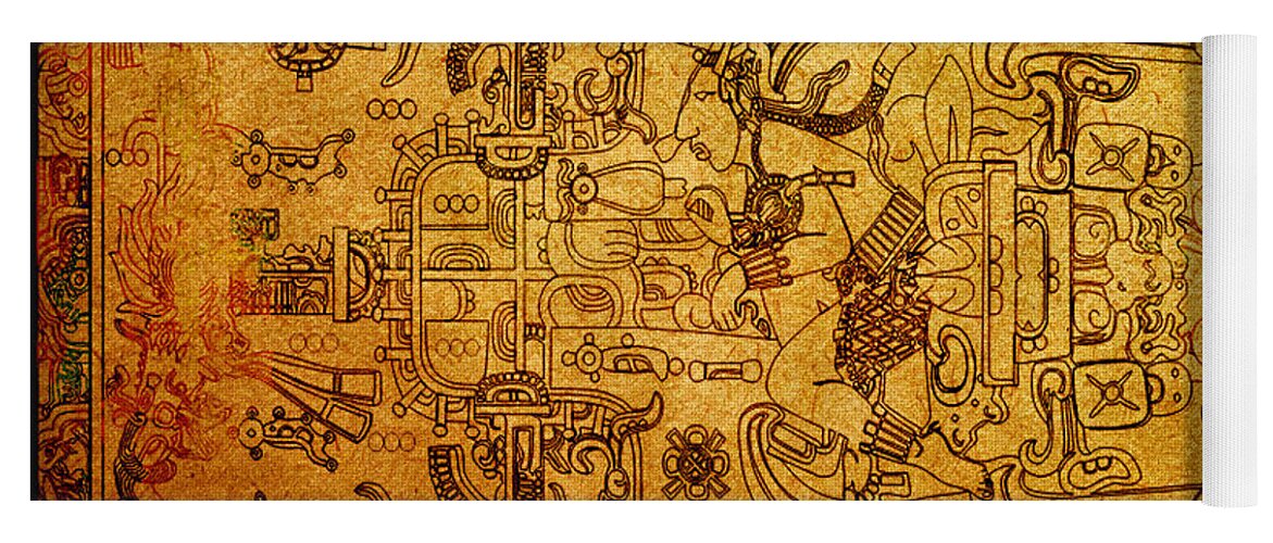 Maya Yoga Mat featuring the photograph Pakal Sarcophagus Lid 4 by Gary Keesler