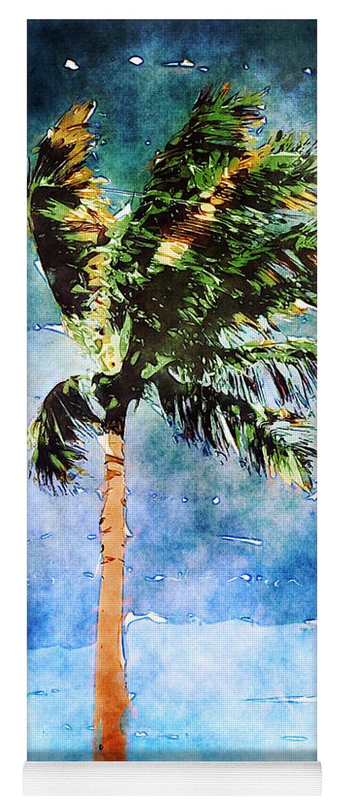 Palm Tree Yoga Mat featuring the photograph Palm Tree In A Tropical Storm by Phil Perkins