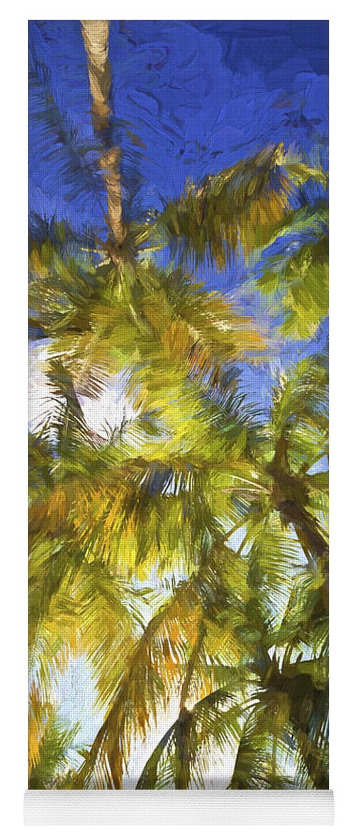 Abstract Yoga Mat featuring the painting Palm Trees of Aruba by David Letts