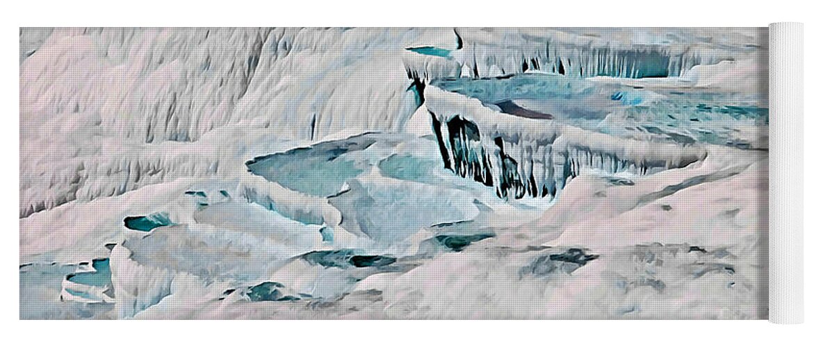 Pamukkale Yoga Mat featuring the mixed media Pamukkale by Binka Kirova