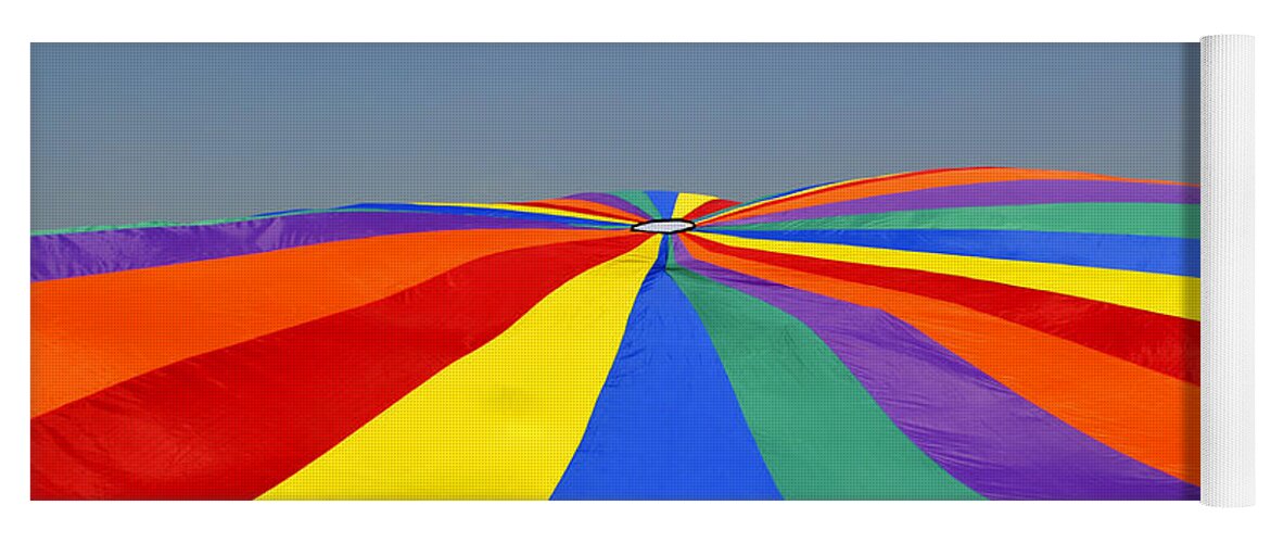 Parachute Yoga Mat featuring the photograph Parachute of many colors by Verana Stark