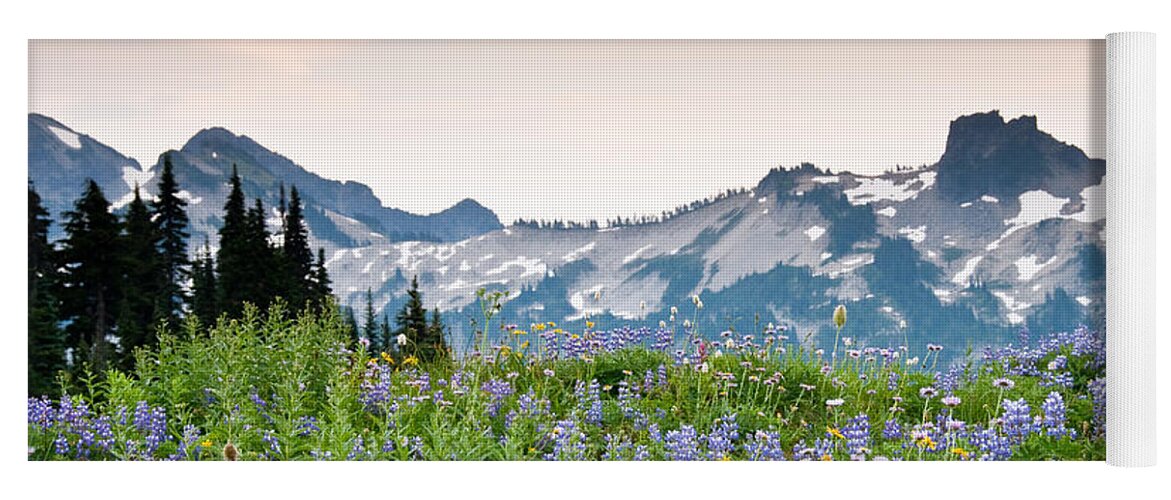 Alpine Yoga Mat featuring the photograph Paradise Meadows and the Tatoosh Range by Jeff Goulden