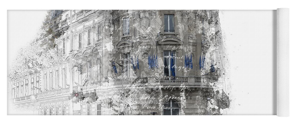 Arch Yoga Mat featuring the photograph Paris with Flags by Evie Carrier
