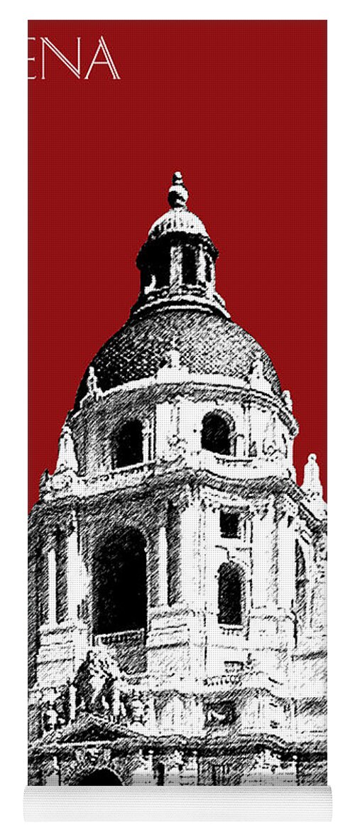Architecture Yoga Mat featuring the digital art Pasadena Skyline - Dark Red by DB Artist