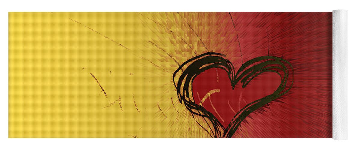 Passion Heart Yoga Mat featuring the digital art Passion Heart by Linda Sannuti