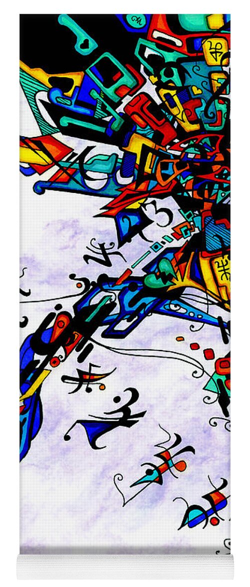 Abstract Yoga Mat featuring the drawing Past meets Present by Joey Gonzalez