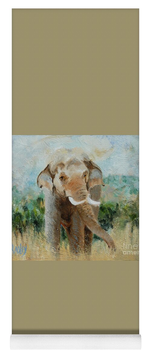 Elephant Elephants Wildlife Sanctuary Animal Animals African Asian Prince Chang Dee Performing Animal Welfare Society Yoga Mat featuring the painting Peace for Prince by Ann Radley