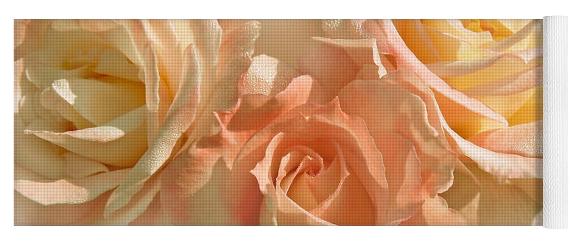 Rose Yoga Mat featuring the photograph Peach Roses in the Mist by Jennie Marie Schell