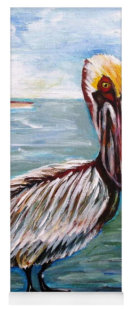 Pelican Yoga Mat featuring the painting Pelican Pointe by Carol Allen Anfinsen