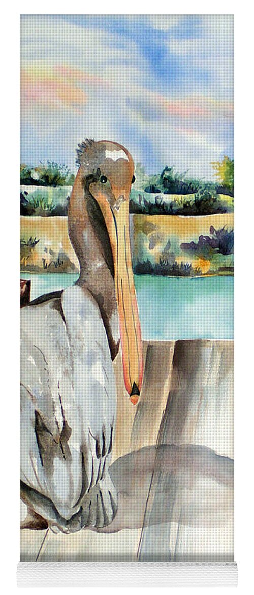 Pelican Painting Yoga Mat featuring the painting Pelican with an Attitude by Kandyce Waltensperger