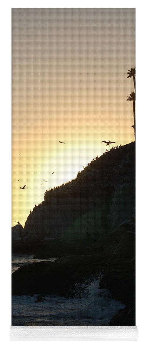 Pismo Beach Yoga Mat featuring the photograph Pelicans Gliding At Sunset by Debra Thompson