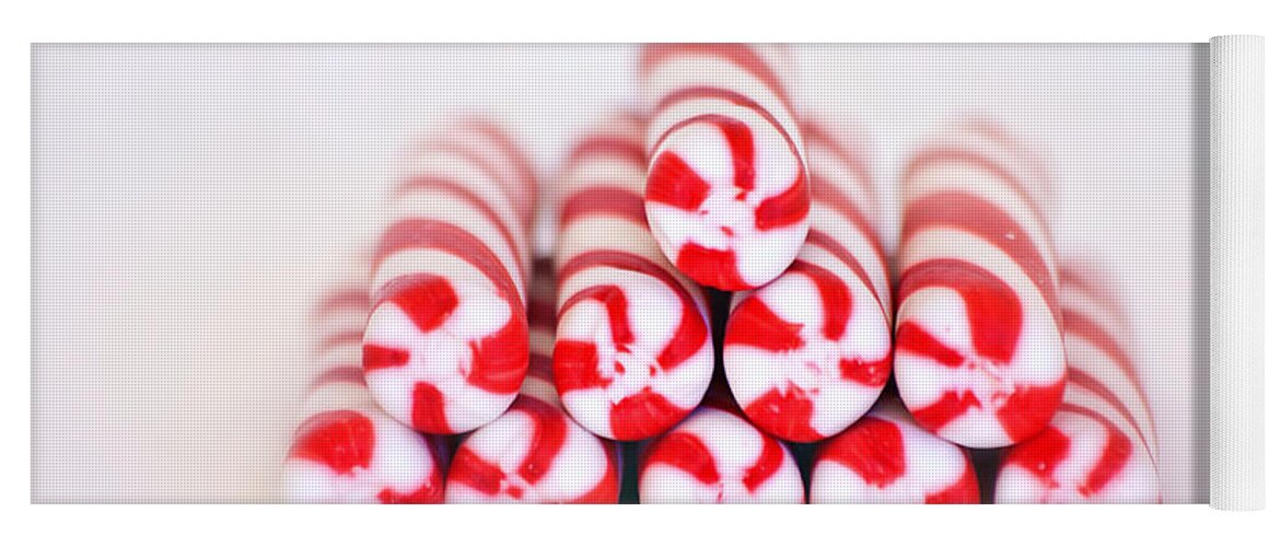 Christmas Card Art Yoga Mat featuring the photograph Peppermint Twist - Candy Canes by Kim Hojnacki