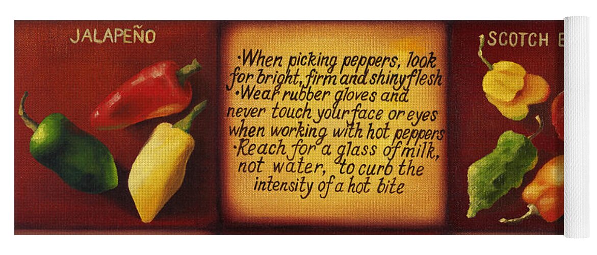Peppers Yoga Mat featuring the painting Pepper Facts by Natalia Astankina