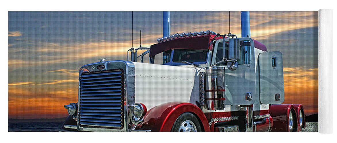 Peterbilt Yoga Mat featuring the photograph Peterbilt at the Beach by Randy Harris