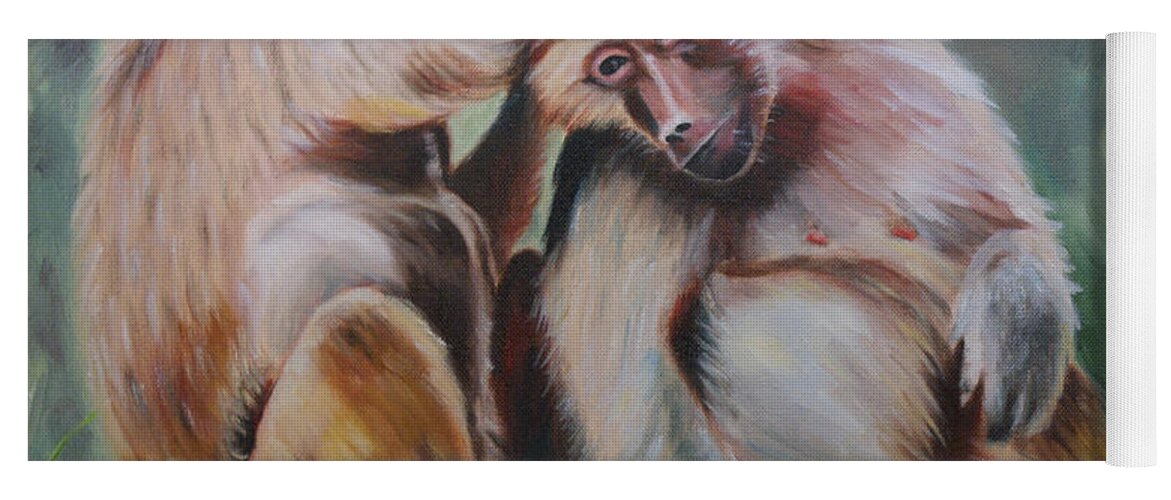Baboons Yoga Mat featuring the painting Pick Your Friends Carefully by Jill Ciccone Pike