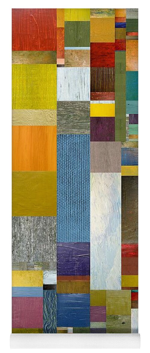 Multicolored Yoga Mat featuring the painting Pieces Parts ll by Michelle Calkins